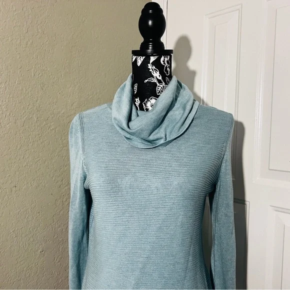 Adrienne Vittadini Turquoise Knit Cowl Neck Sweater Size S NWOT - Picture 3 of 10